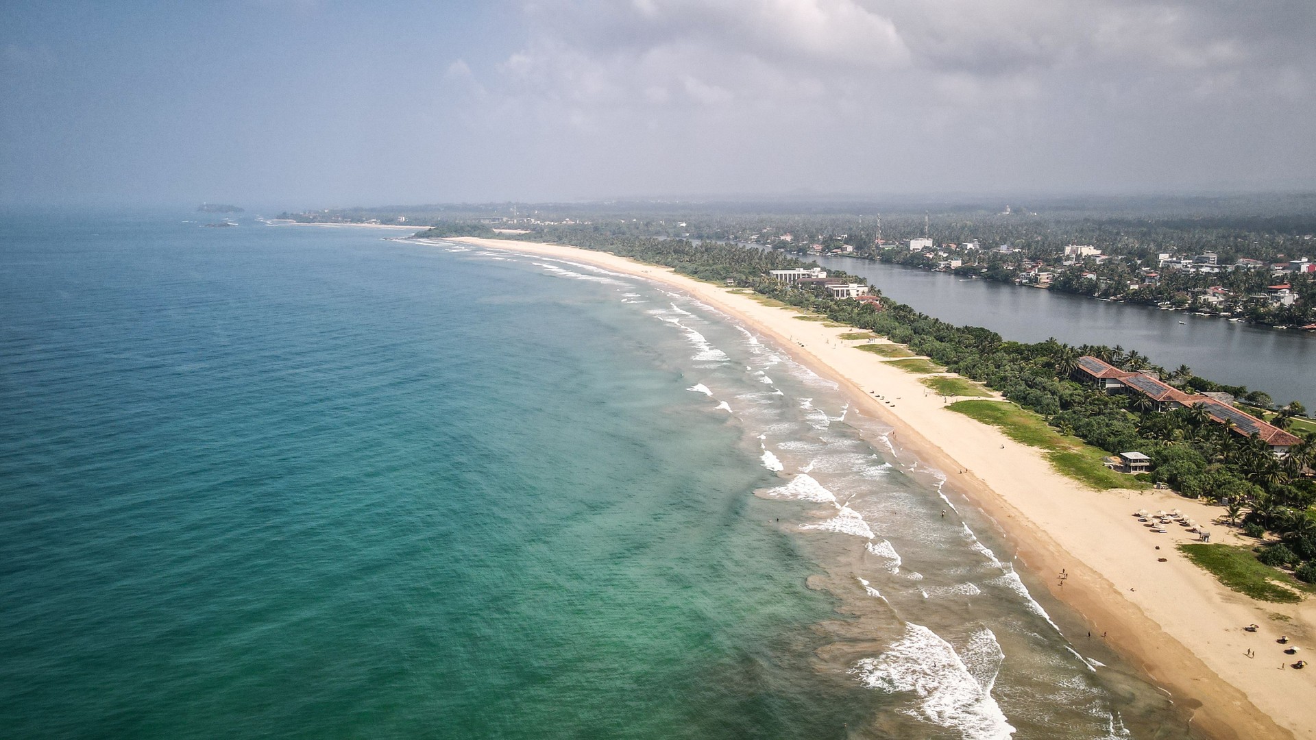 The aerial view of the south coast of Sri Lanka
